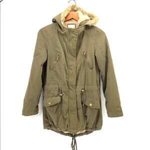 Holstark Sherpa lined army green parka coat thick warm morning winter size M